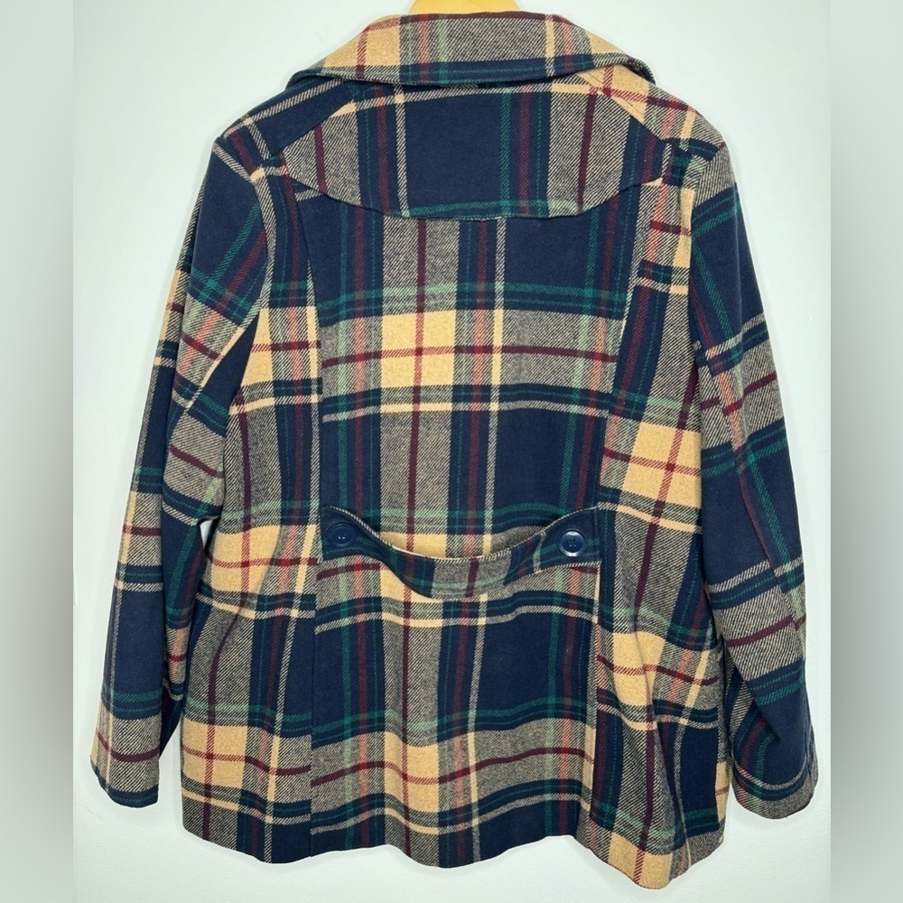 Larry Levine Women’s Tartan Plaid Double-Breasted Pea Coat Size XXL - Picture 2 of 5